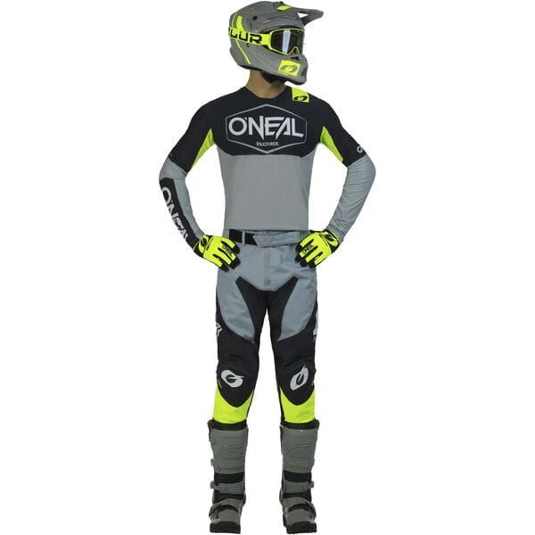 O'Neal 2025 Motocross Combo Kit Mayhem Hexx Grey Neon Yellow